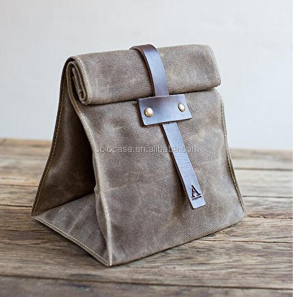 Heavy Duty Durable Reusable Washable Eco-Friendly Waxed Canvas Cooler Bag Lunch Bag - Bild 2