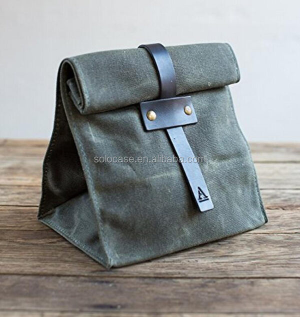 Heavy Duty Durable Reusable Washable Eco-Friendly Waxed Canvas Cooler Bag Lunch Bag - Bild 3