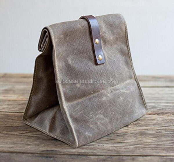 Heavy Duty Durable Reusable Washable Eco-Friendly Waxed Canvas Cooler Bag Lunch Bag - Bild 4