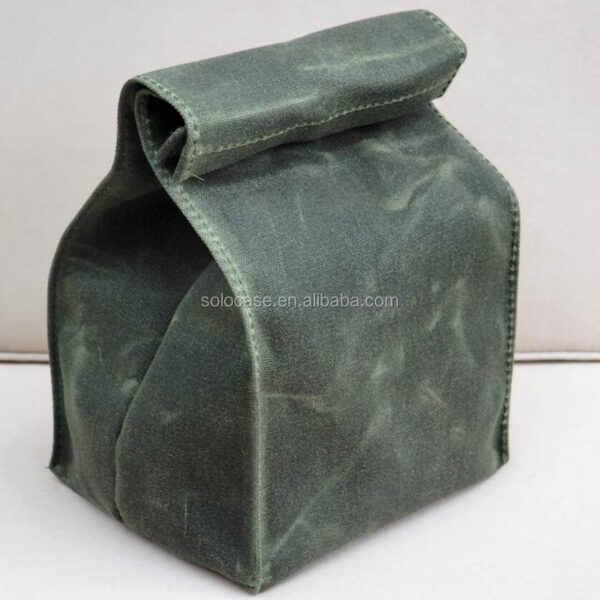 Hot Selling Vintage Waxed Canvas Insulated Cooler Bag for Lunch - Image 2