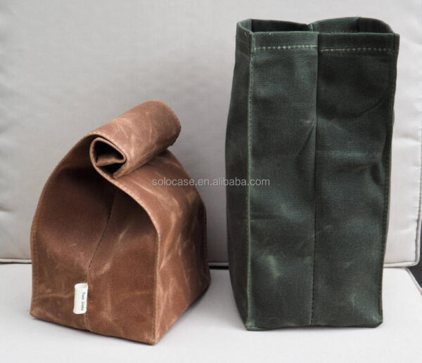 Hot Selling Vintage Waxed Canvas Insulated Cooler Bag for Lunch - Image 4