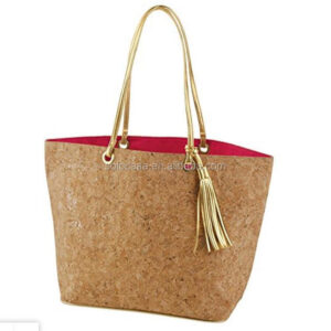 Women's Monogrammed Cork Fabric Tote Bag