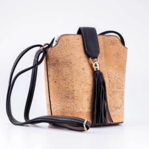 Women's Fashion Cork Shoulder Bag with Vegan Leather Strap and Tassels Vegan Messenger Bag