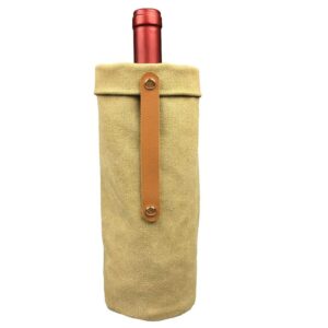 Waterproof Waxed Canvas Single Bottle Wine Cooler Tote Bag