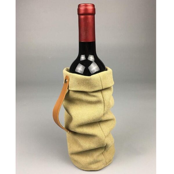 Waterproof Waxed Canvas Single Bottle Wine Cooler Tote Bag - Image 3