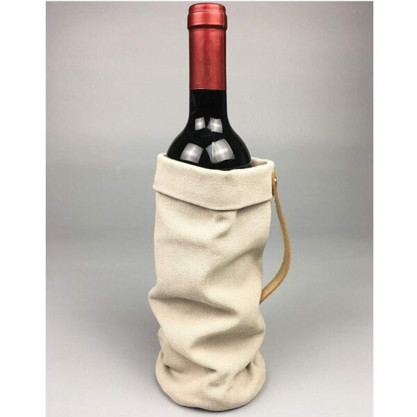 Waterproof Waxed Canvas Single Bottle Wine Cooler Tote Bag - Image 6