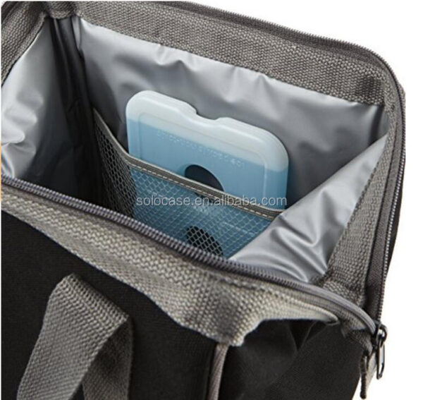 Reusable Waxed Canvas Thermal Insulated Cooler Bag with Handle for Lunches - Image 4