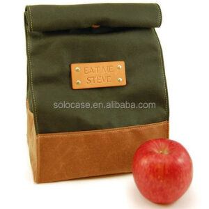Personalized Waxed Canvas and Leather Cooler Bag for Lunch Sack