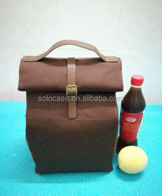 Personalized Waxed Canvas and Leather Cooler Bag for Lunch Sack - Bild 2