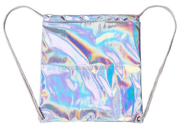 Stylish Hologram Lady Bag Fashionable Laser PU Drawstring Backpack-Cosmetic Cases - صورة 3
