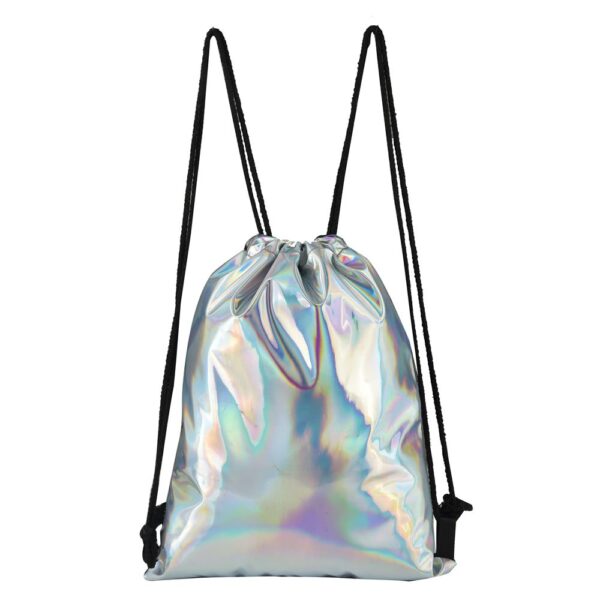 Stylish Hologram Lady Bag Fashionable Laser PU Drawstring Backpack-Cosmetic Cases - صورة 4