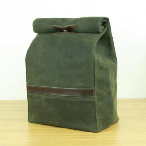Waxed Canvas Cooler Bag with Metal Clasp for Lunches and Beverages