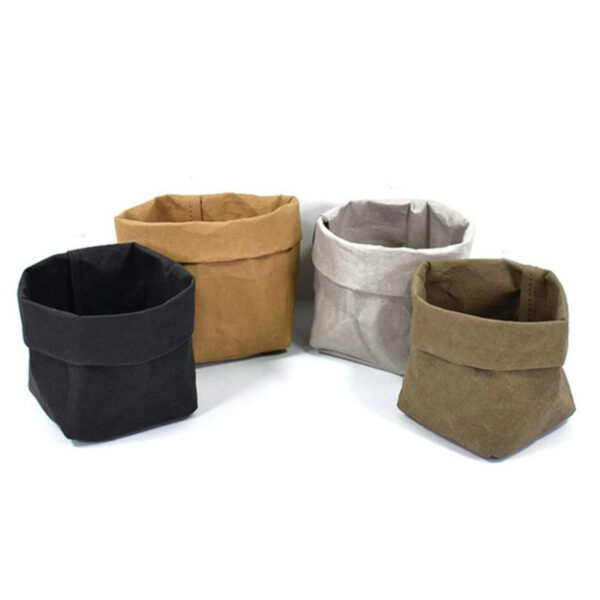 Home Storage Organizer Bin Made of Washable Kraft Paper Durable Shopping Bags for Efficient Home Storage