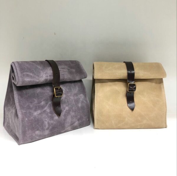 Fashionable Waxed Canvas Cooler Bags for Lunch Storage - Image 3