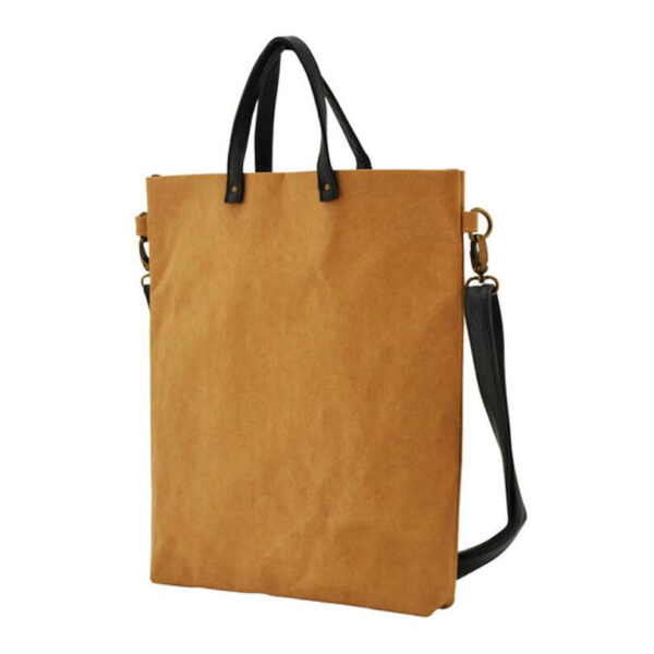 Natural Washable Kraft Paper Tote Bag Fiber Shopping Bag - Image 2