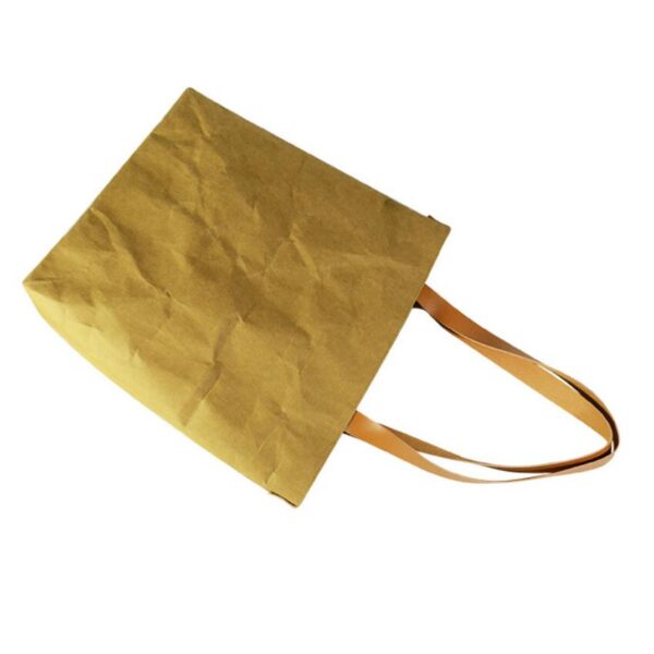 Natural Washable Kraft Paper Tote Bag Fiber Shopping Bag - Image 4