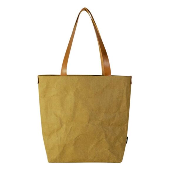 Natural Washable Kraft Paper Tote Bag Fiber Shopping Bag - Image 5