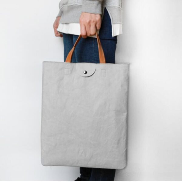 Natural Washable Kraft Paper Tote Bag Fiber Shopping Bag - Image 6