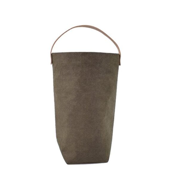 Single Bottle Wine Cooler Bag Washable Kraft Paper with Handle Eco-Friendly and Reusable - 画像 5