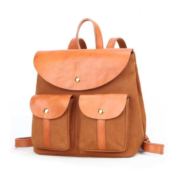 Vintage Canvas and Genuine Leather Women's Backpack Stylish Travel Rucksack - 영상 2