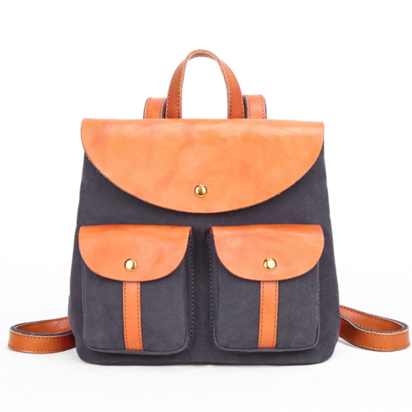 Vintage Canvas and Genuine Leather Women's Backpack Stylish Travel Rucksack - 영상 4