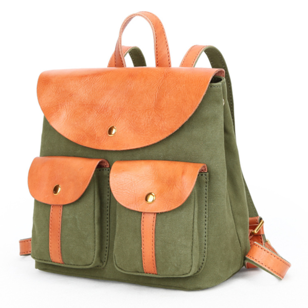 Vintage Canvas and Genuine Leather Women's Backpack Stylish Travel Rucksack - 영상 5