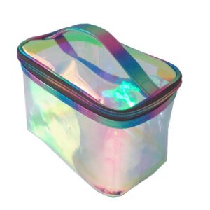 Holographic Square Travel Makeup Bag Cosmetic Train Case