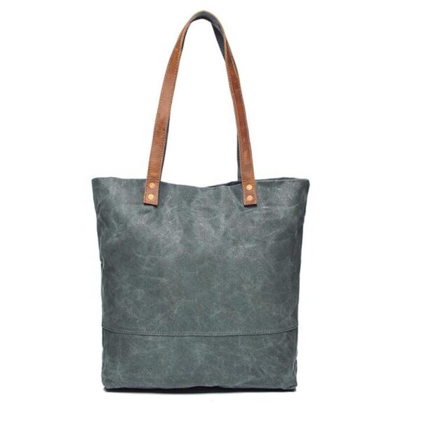 Women's Waxedproof Waxed Canvas Market Tote Bag Stylish Eco-Friendly Shopping accessory - 画像 2