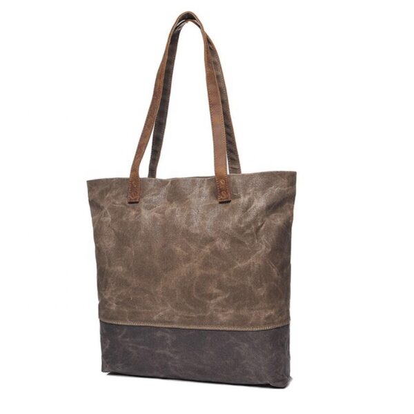 Women's Waxedproof Waxed Canvas Market Tote Bag Stylish Eco-Friendly Shopping accessory - 画像 5