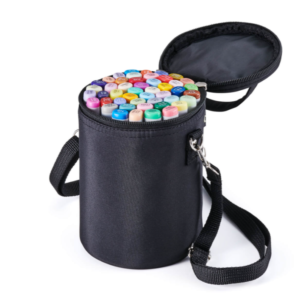 Polyester Zippered Pencil Case for 80 Markers Special Purpose Stationary Storage Bag