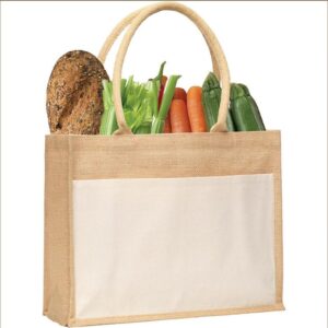 Women's Jute Tote Shopper Bag with LDPE Backing