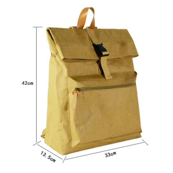 Women's Recycled Kraft Paper Travel Backpack Waterproof and Washable - Image 6