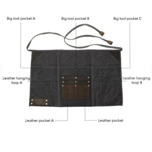 Adjustable Half Waist Work Apron Waterproof Leather Waxed Canvas Special Purpose Bags & ケース