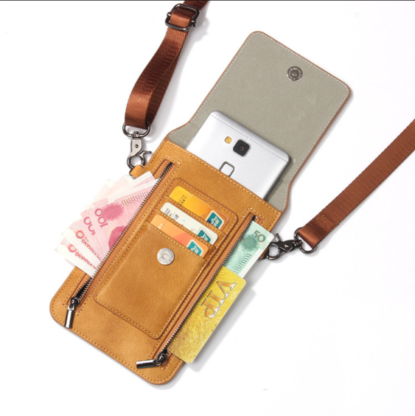 Roomy Small Cell Phone Wallet Shoulder Clutch Purse Leather Special Purpose Bag & Case - 画像 4