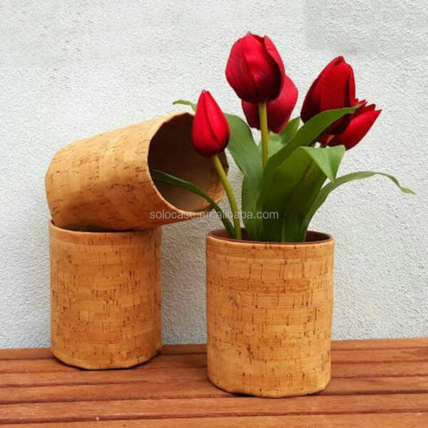 Rustic Style Planter Storage Organiser Basket Cork Leather Material Special Purpose Bags & Cases - Image 2