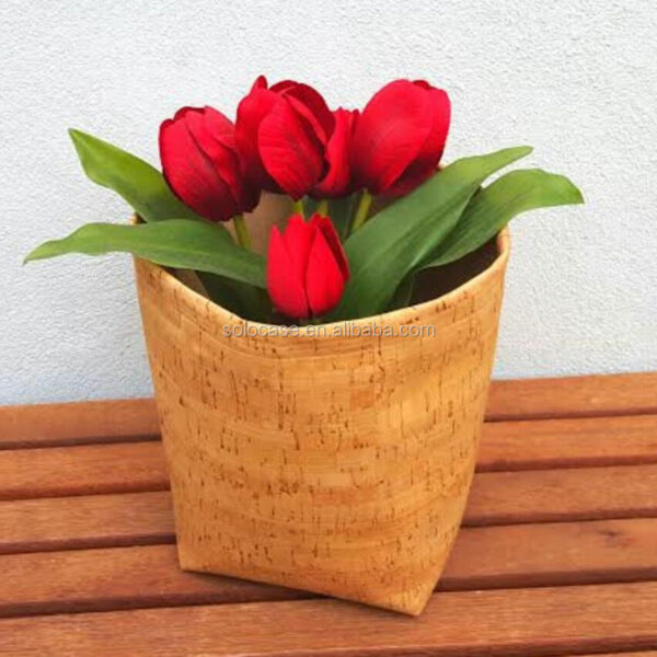 Rustic Style Planter Storage Organiser Basket Cork Leather Material Special Purpose Bags & Cases - Image 5