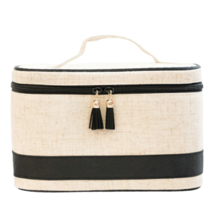 Travel Essential Linen Train Case for Cosmetics Roomy Interior Cosmetic Bags & حالات