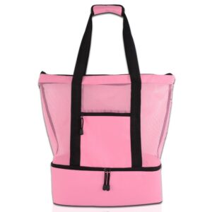 Women's Extra Large Mesh Beach and Pool Tote Bag with 7 Bolsillos externos