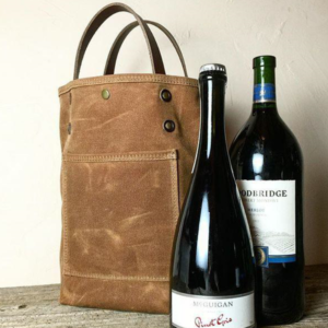 Waxed Canvas Cooler Bag with Exterior Pocket for Coaster Set and Bottle Opener Beverage Tote