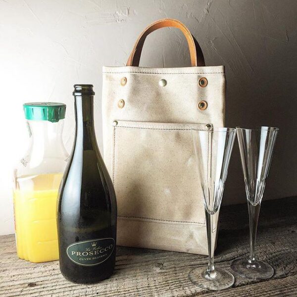 Waxed Canvas Cooler Bag with Exterior Pocket for Coaster Set and Bottle Opener Beverage Tote - Bild 3