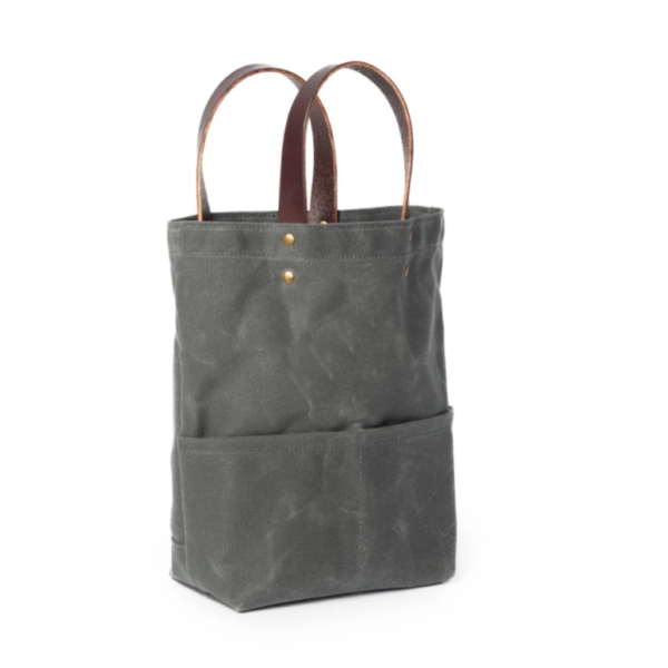 Waxed Canvas Cooler Bag with Exterior Pocket for Coaster Set and Bottle Opener Beverage Tote - Bild 6
