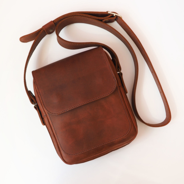 Small Crossbody Leather Tablet Bag for iPad Men's Messenger Bag