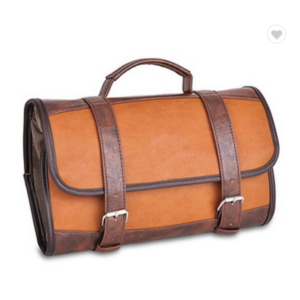 Men's Leather and Waxed Canvas Rolled for Toiletry Bag Cosmetic Bags & Casos