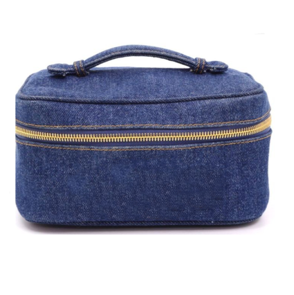 Blue Denim Train Case Cosmetology Carry Bag - Imagem 2