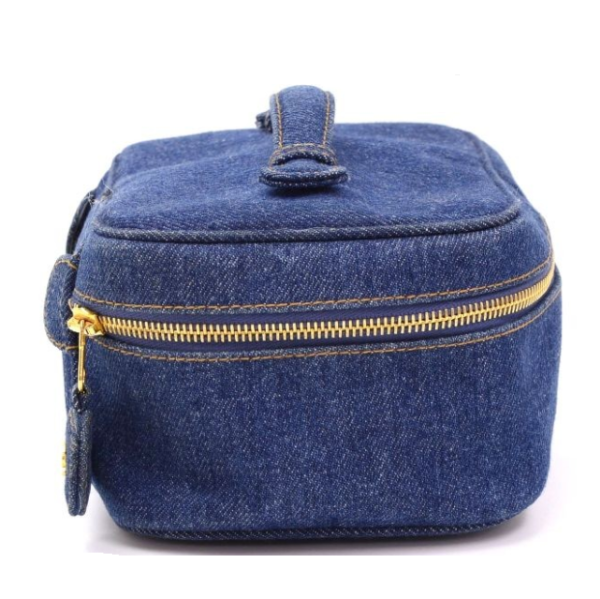 Blue Denim Train Case Cosmetology Carry Bag - Imagem 3