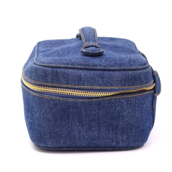 Blue Denim Train Case Cosmetology Carry Bag - Imagem 4