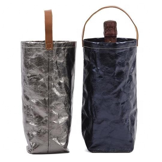 Washable Kraft Paper Wine Cooler Bag in Metallic Silver Tote Bag Style - Bild 3