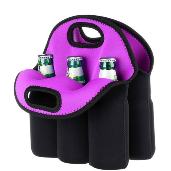 6 Pack Neoprene Beer Cooler Tote Bag for Transporting Cold Beverages