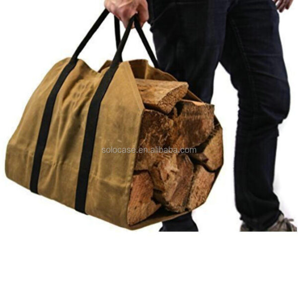 Waxed Canvas Log Carrier Firewood Tote Bag Water Resistant Special Purpose Case - Bild 2