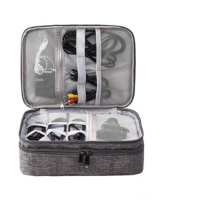 Waterproof Cable Storage Bag for Travel Organization of Charging Cable for Cell Phone or Mini Tablet